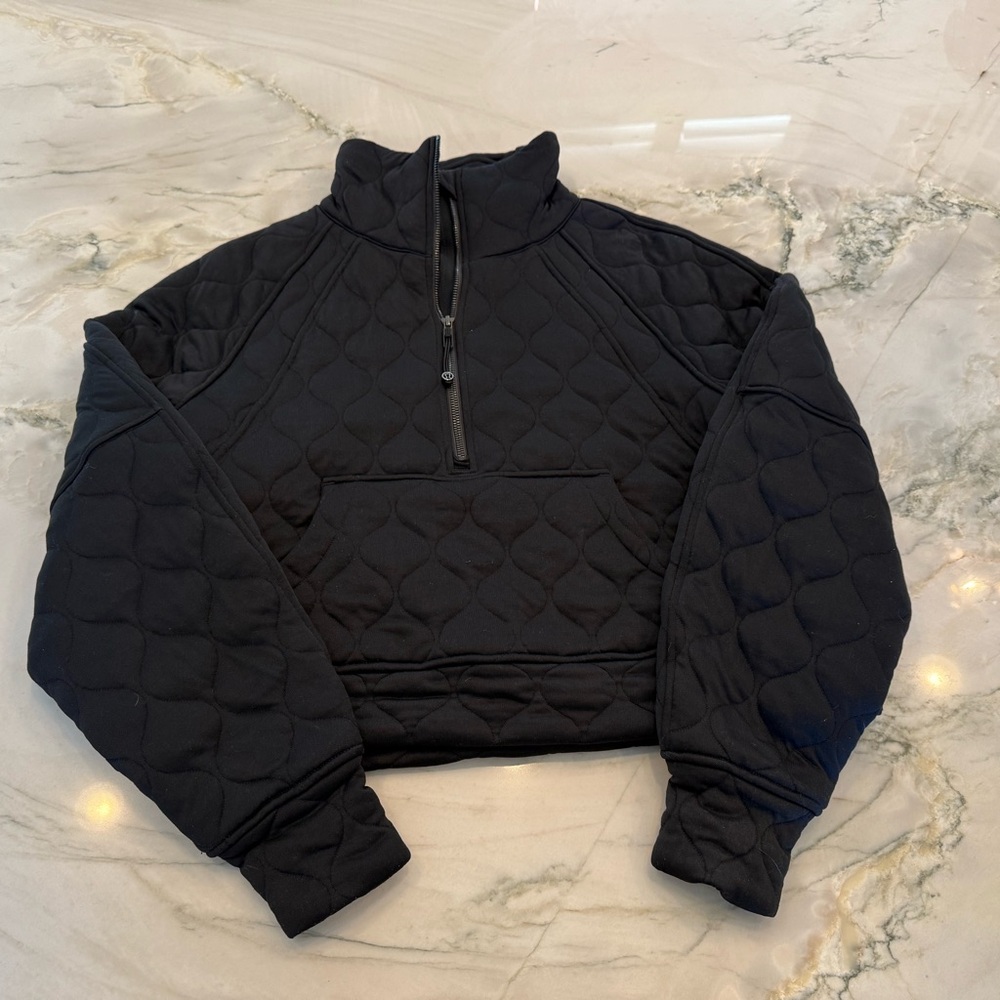 Lululemon Black Quilted Half-Zip Pullover
